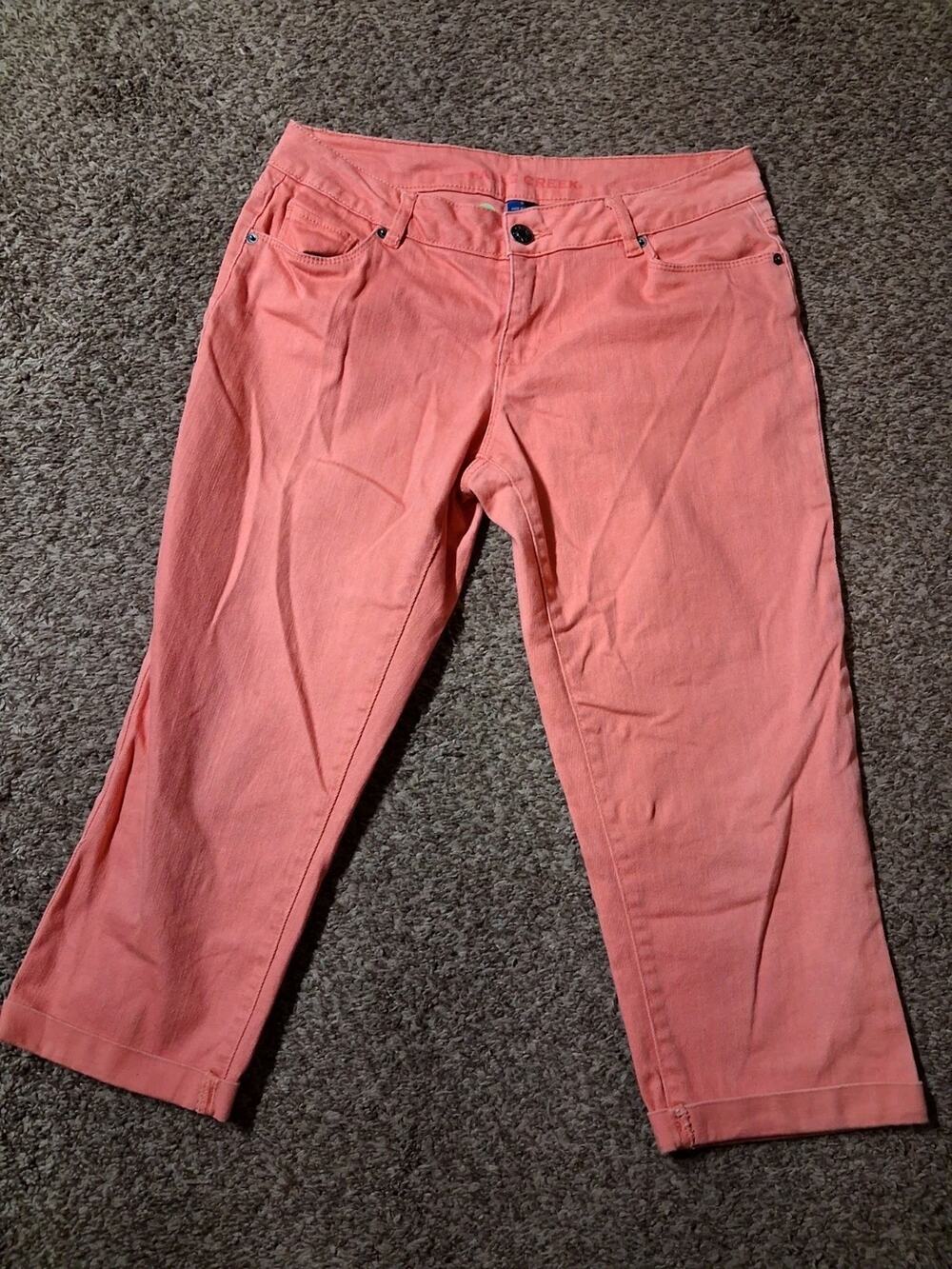 Falls Creek Denim Pants Women Stretch Capris Pockets Size 8